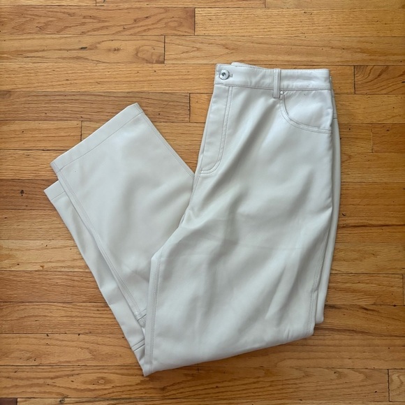 Ted Baker Cream Faux Leather Crops Size 10 - Picture 2 of 7